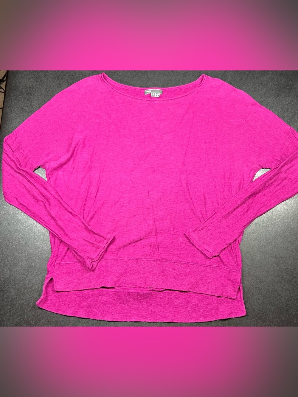 Vince Size S 100% Cotton Hot Pink Long Sleeve Knit Sweater
